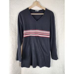 Due Date Women's Maternity Long Sleeve Tunic Shirt 90s Stripes